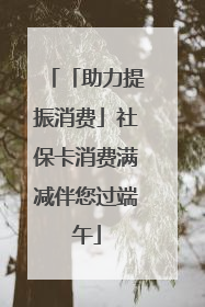 「助力提振消费」社保卡消费满减伴您过端午
