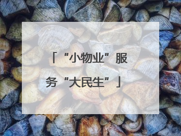 “小物业”服务“大民生”