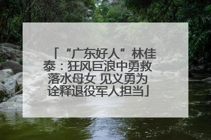 “广东好人”林佳泰：狂风巨浪中勇救落水母女 见义勇为诠释退役军人担当