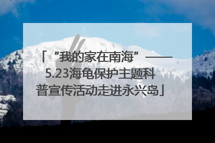 “我的家在南海”——5.23海龟保护主题科普宣传活动走进永兴岛