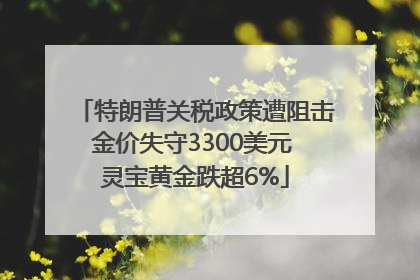 特朗普关税政策遭阻击金价失守3300美元 灵宝黄金跌超6%