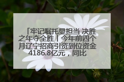 牢记嘱托显担当 决胜之年夺全胜丨今年前四个月辽宁招商引资到位资金4186.8亿元，同比增长17.4%