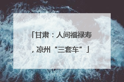 甘肃：人间福禄寿，凉州“三套车”