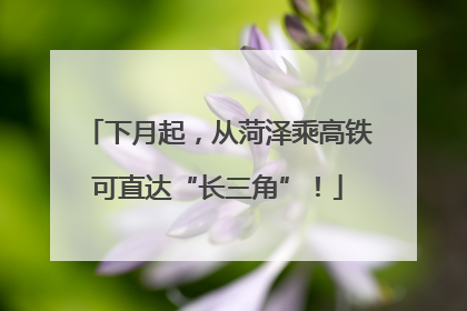 下月起，从菏泽乘高铁可直达“长三角”！