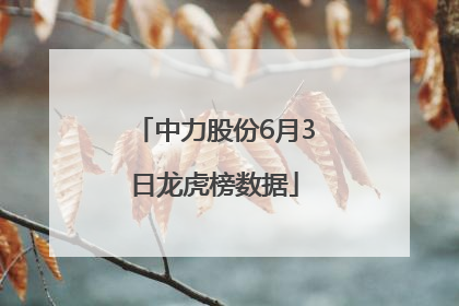 中力股份6月3日龙虎榜数据