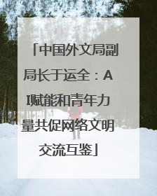 中国外文局副局长于运全：AI赋能和青年力量共促网络文明交流互鉴