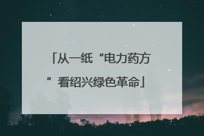 从一纸“电力药方”看绍兴绿色革命