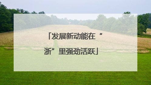 发展新动能在“浙”里强劲活跃