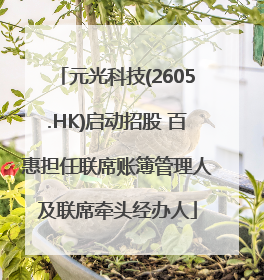 元光科技(2605.HK)启动招股 百惠担任联席账簿管理人及联席牵头经办人