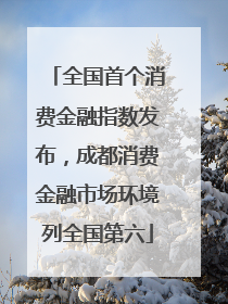 全国首个消费金融指数发布，成都消费金融市场环境列全国第六