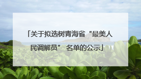 关于拟选树青海省“最美人民调解员” 名单的公示