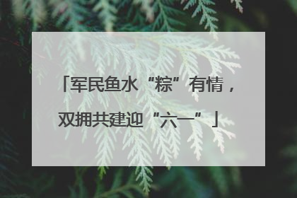 军民鱼水“粽”有情，双拥共建迎“六一”
