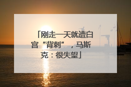 刚走一天就遭白宫“背刺”，马斯克：很失望