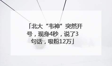 北大“韦神”突然开号，现身4秒，说了3句话，吸粉12万