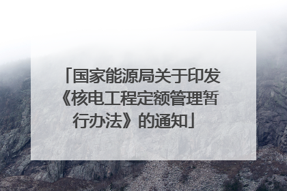 国家能源局关于印发《核电工程定额管理暂行办法》的通知