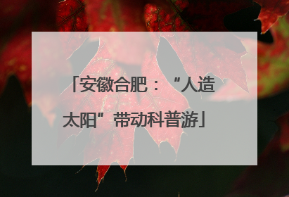 安徽合肥：“人造太阳”带动科普游