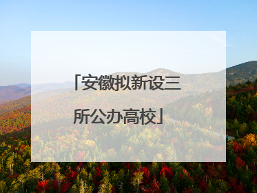 安徽拟新设三所公办高校