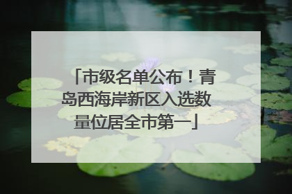 市级名单公布！青岛西海岸新区入选数量位居全市第一