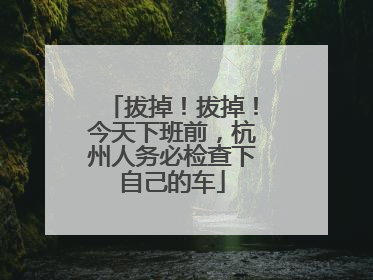 拔掉！拔掉！今天下班前，杭州人务必检查下自己的车