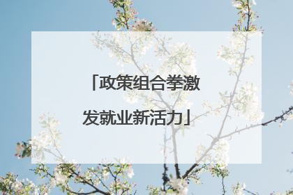 政策组合拳激发就业新活力