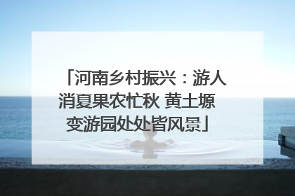 河南乡村振兴：游人消夏果农忙秋 黄土塬变游园处处皆风景