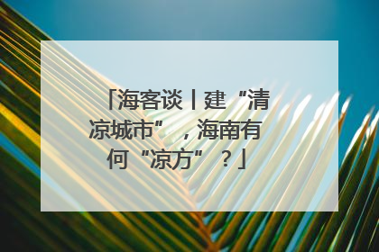 海客谈丨建“清凉城市”，海南有何“凉方”？
