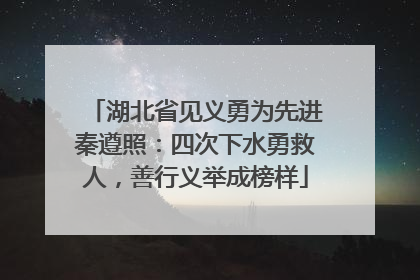 湖北省见义勇为先进秦遵照：四次下水勇救人，善行义举成榜样