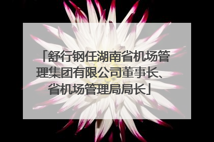 舒行钢任湖南省机场管理集团有限公司董事长、省机场管理局局长