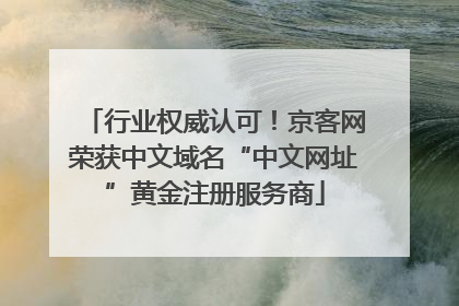 行业权威认可！京客网荣获中文域名“中文网址”黄金注册服务商