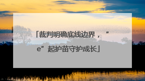 裁判明确底线边界，“e”起护苗守护成长