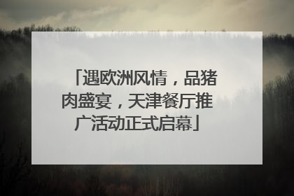 遇欧洲风情，品猪肉盛宴，天津餐厅推广活动正式启幕