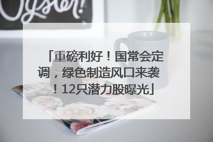 重磅利好！国常会定调，绿色制造风口来袭！12只潜力股曝光