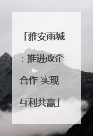 雅安雨城：推进政企合作 实现互利共赢