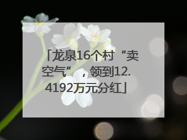 龙泉16个村“卖空气”，领到12.4192万元分红
