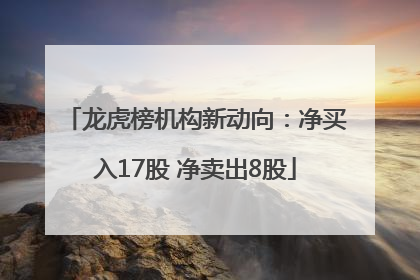 龙虎榜机构新动向：净买入17股 净卖出8股