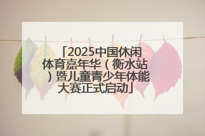 2025中国休闲体育嘉年华（衡水站）暨儿童青少年体能大赛正式启动