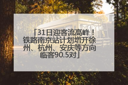 31日迎客流高峰！铁路南京站计划增开徐州、杭州、安庆等方向临客90.5对